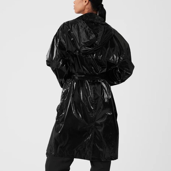 Alo Metallic Break Line Trench in Black, NWT - XS - Picture 6 of 8